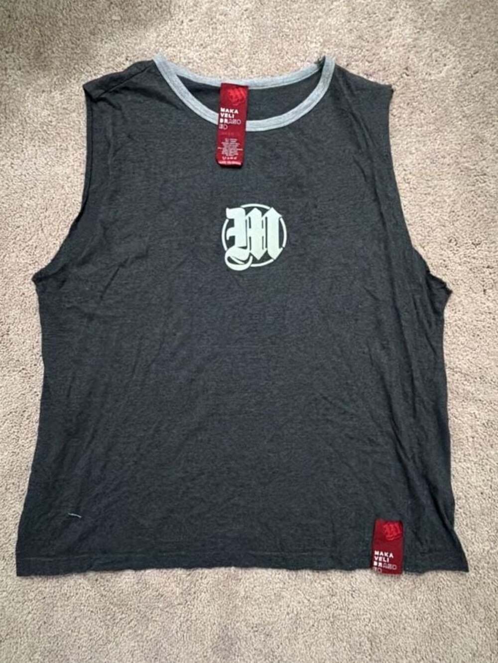 Makaveli Branded Gray Tank Top With M Logo Size L